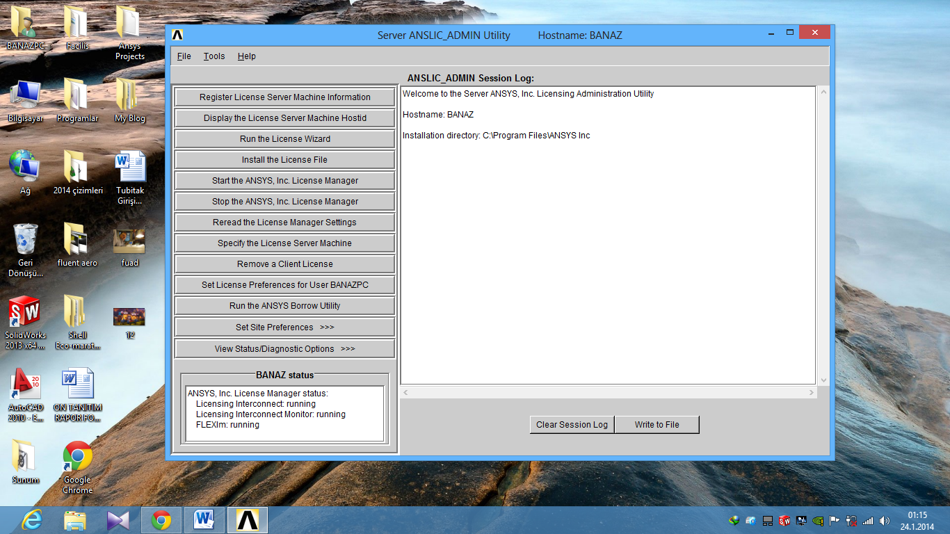 uninstall license manager ansys inc